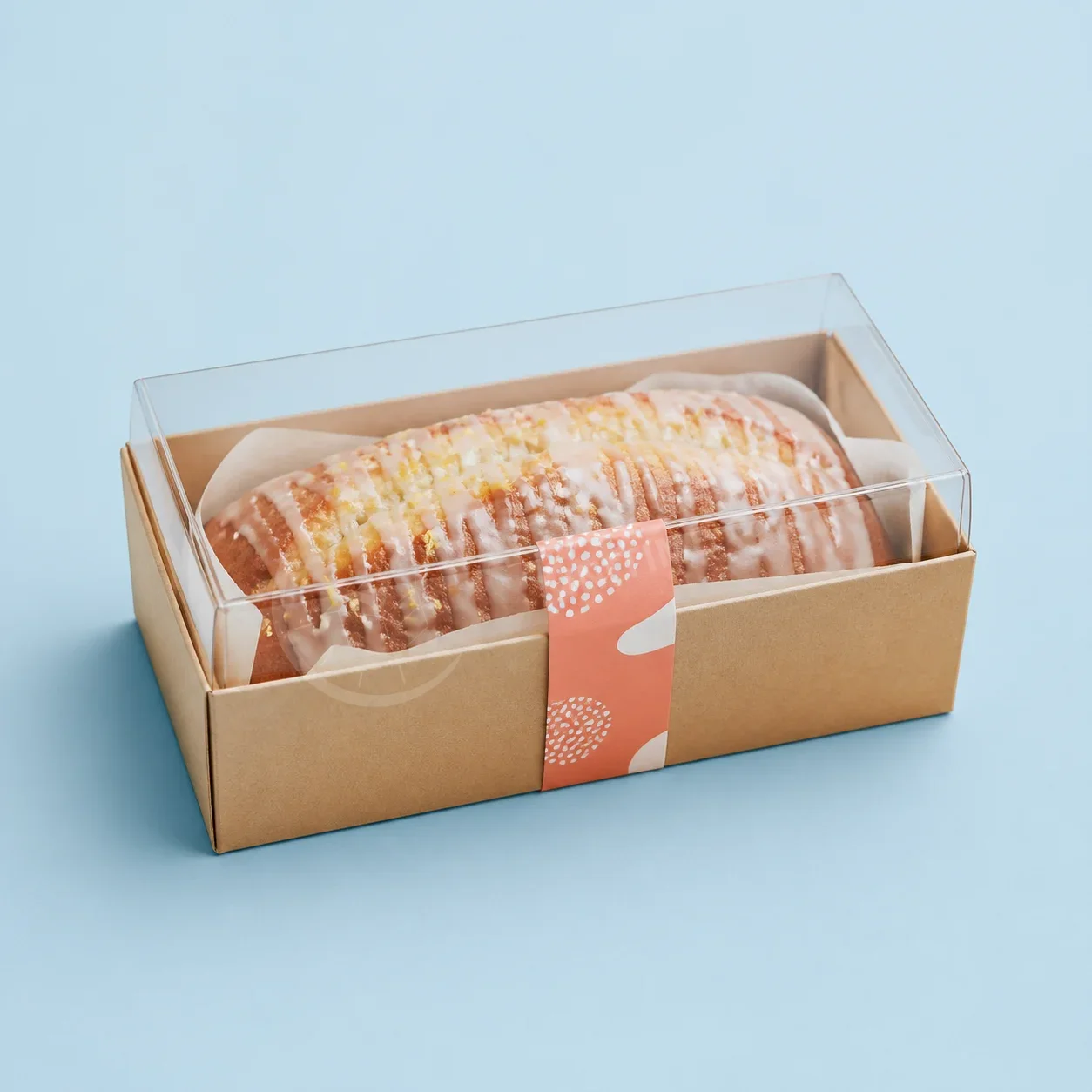 Clear Lid Loaf Box with Kraft Base and Custom Design