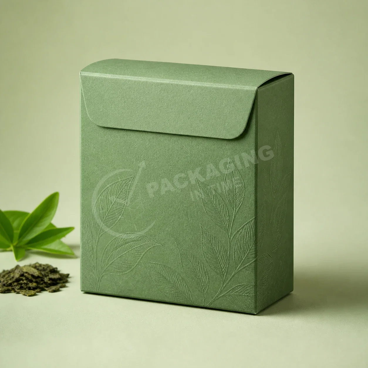 Green Tea Tray and Sleeve Box with Leaf Design image 2